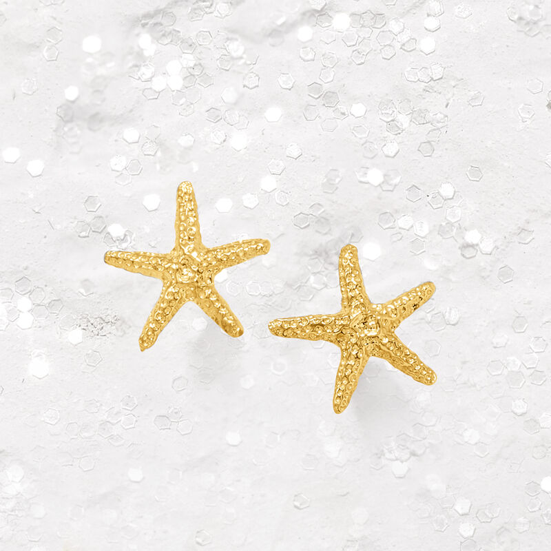 14kt Yellow Gold Starfish Stud Earrings image number 4