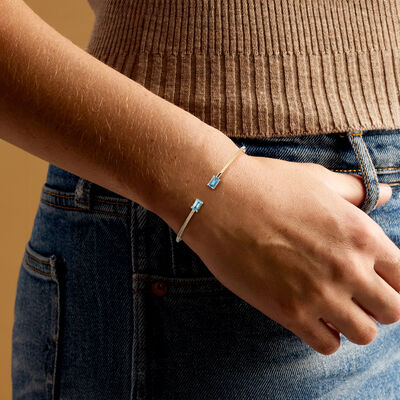 Italian 1.60 ct. t.w. Swiss Blue Topaz Cuff Bracelet in 14kt Yellow Gold