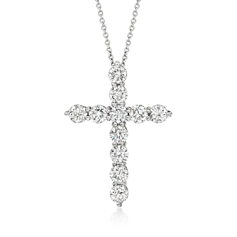 2.00 ct. t.w. Lab-Grown Diamond Cross Pendant Necklace in 14kt White Gold image number 0