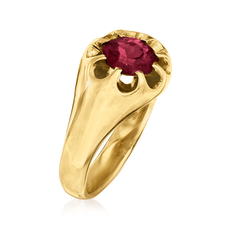 C. 1970 Vintage 1.10 Carat Rhodolite Garnet Ring in 14kt Yellow Gold. Size 7 image number 2