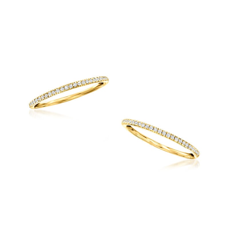 .20 ct. t.w. Diamond Jewelry Set: Two Stackable Rings in 18kt Gold Over Sterling image number 3