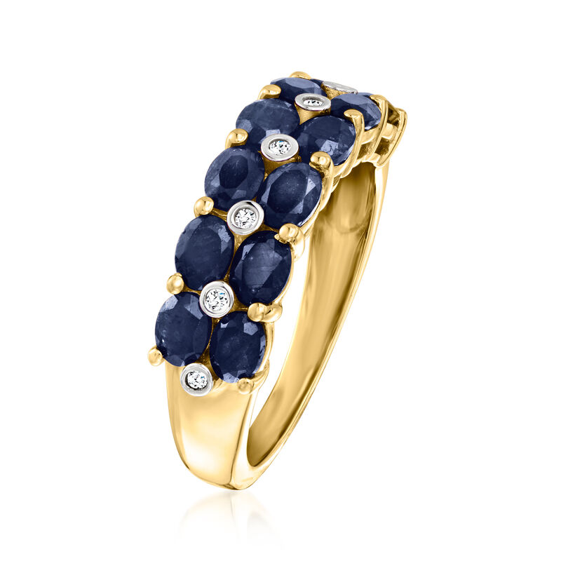 4.20 ct. t.w. Sapphire Two-Row Ring with Diamonds in 18kt Gold Over Sterling image number 2