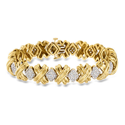 C. 1980 Vintage 2.00 ct. t.w. Diamond XO Bracelet in 14kt Yellow Gold