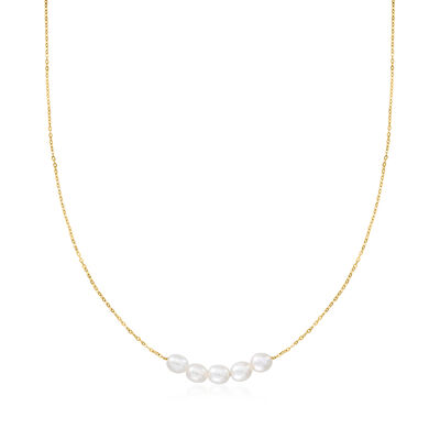 4-4.5mm Cultured Pearl Necklace in 14kt Yellow Gold