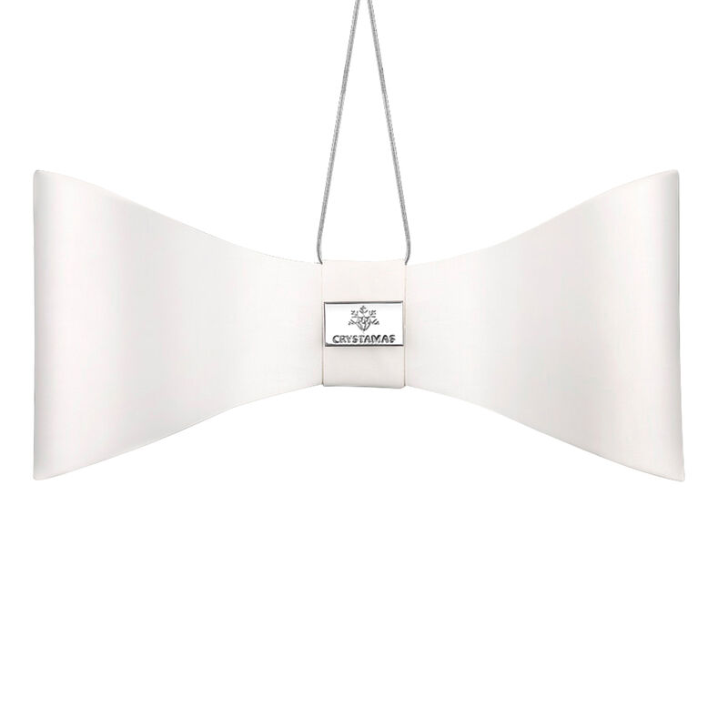 Crystamas White Lambskin Leather Bow Ornament with White Gold Tone Studs image number 1