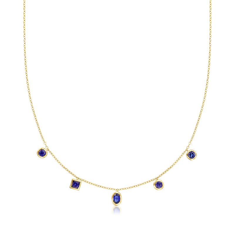 2.00 ct. t.w. Multi-Shaped Lab-Grown Sapphire Necklace in 18kt Gold Vermeil. 16&quot; image number 1
