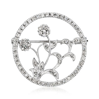 C. 1990 Vintage .90 ct. t.w. Diamond Flower Pin in 18kt White Gold