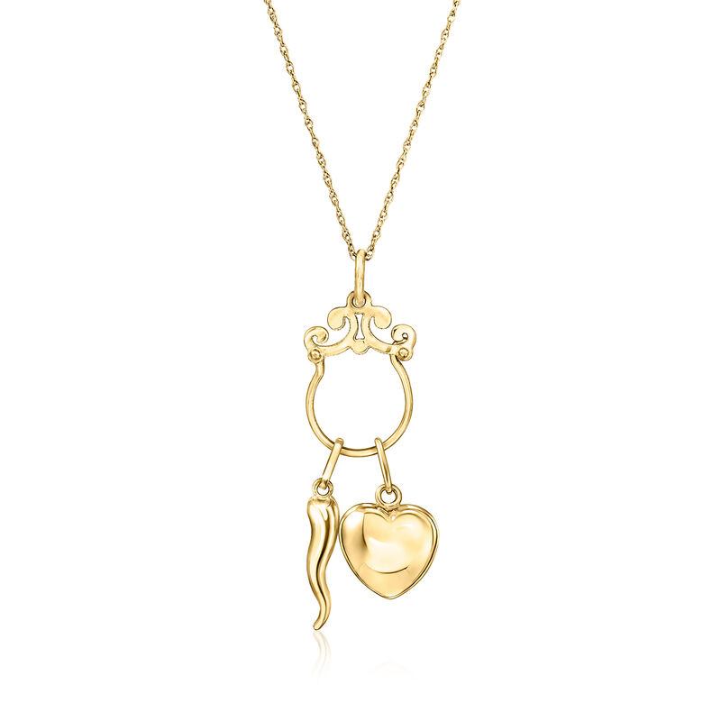 Italian 14kt Yellow Gold Scrolled Charm Holder Pendant  image number 2