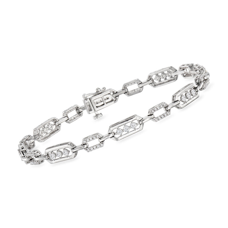 1.00 ct. t.w. Diamond Rectangle-Link Bracelet in Sterling Silver image number 0