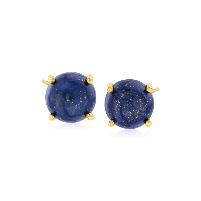 8mm Lapis Stud Earrings in 14kt Gold Over Sterling image number 0