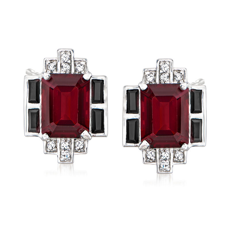 3.70 ct. t.w. Garnet and .50 ct. t.w. Multi-Gem Earrings in Sterling Silver image number 0