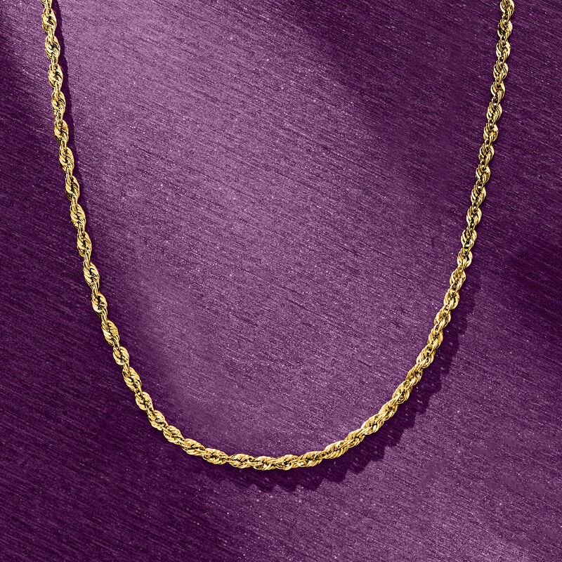 2.6mm 14kt Yellow Gold Rope-Chain Necklace image number 3