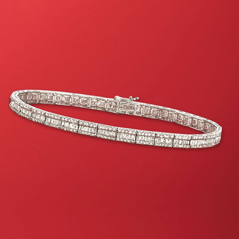 3.00 ct. t.w. Baguette and Round Diamond Bracelet in 14kt White Gold image number 6
