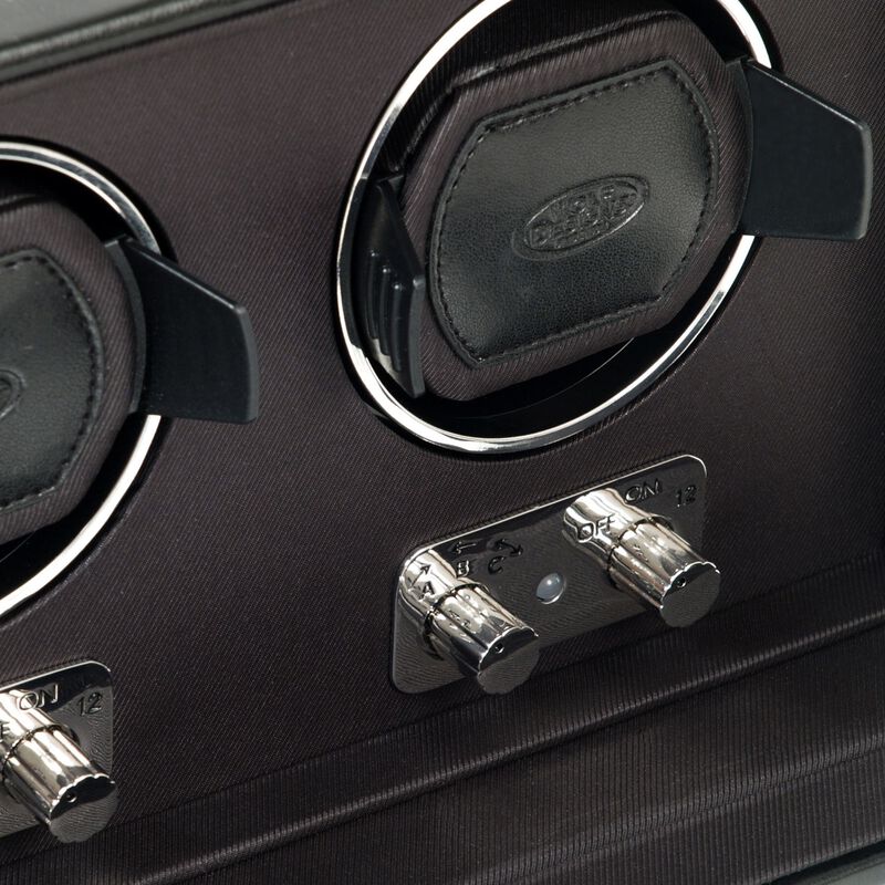"Heritage" Black Faux Leather Double Watch Winder with Cover by WOLF Designs  image number 2