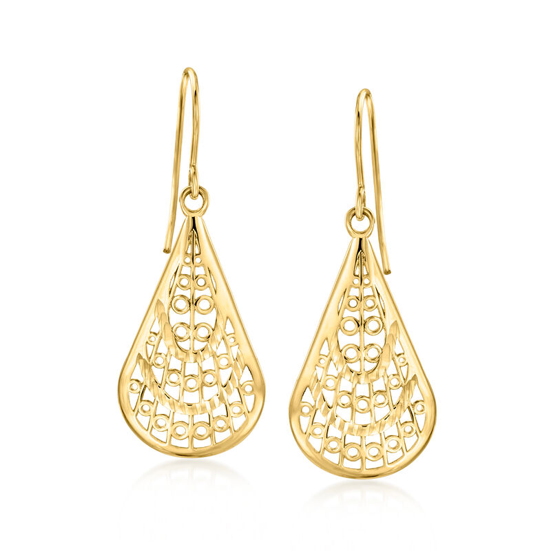 10kt Yellow Gold Filigree Teardrop Earrings image number 0