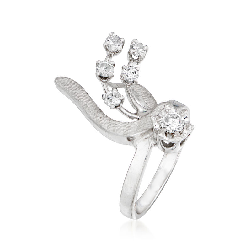 C. 1970 Vintage .65 ct. t.w. Diamond Ring in 14kt White Gold. Size 5.75 image number 2