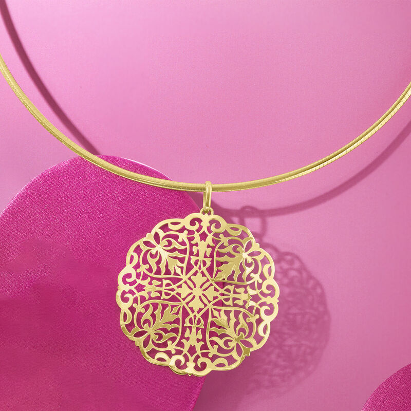 Italian 14kt Yellow Gold Filigree Medallion Pendant image number 3