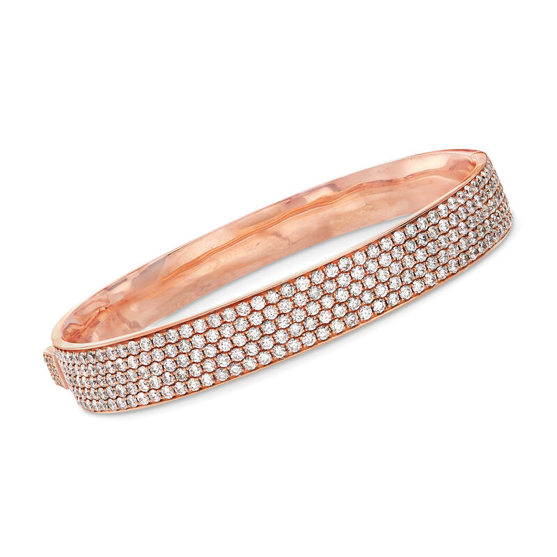 C. 1950 Vintage 5.75 ct. t.w. Diamond Five-Row Bangle Bracelet in 18kt Rose Gold. 7&quot; image number 0