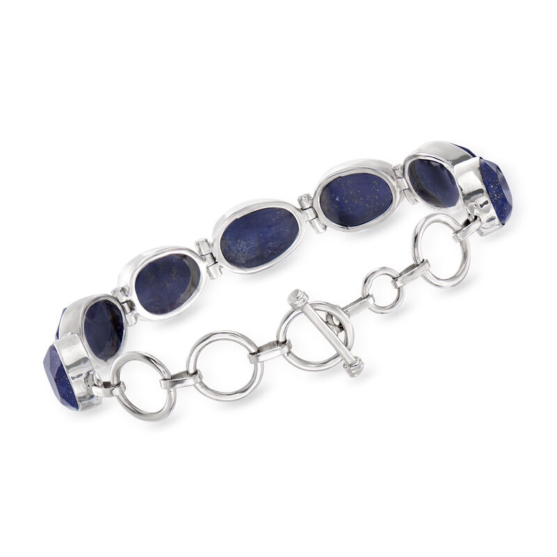 Lapis Toggle Bracelet in Sterling Silver. 7&quot; image number 0