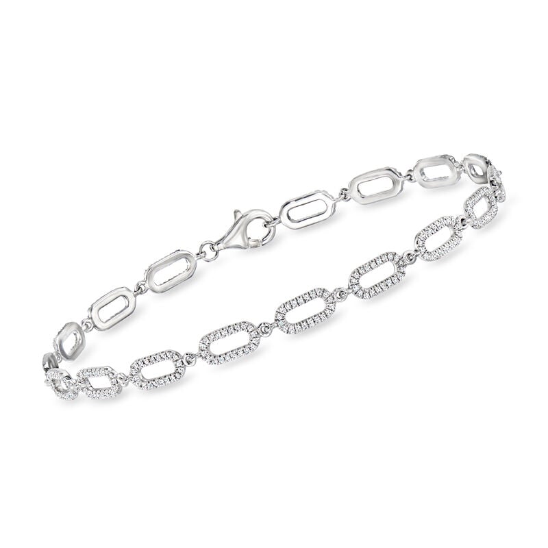 .62 ct. t.w. Diamond Paper Clip Link Bracelet in Sterling Silver. 7&quot; image number 0