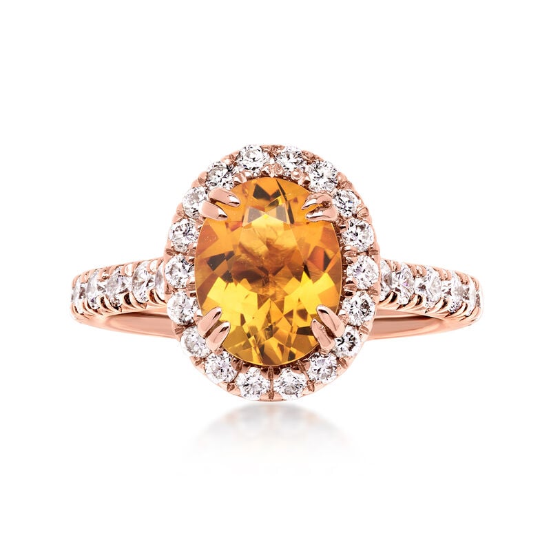 C. 2000 Vintage 1.65 Carat Citrine Ring with 1.35 ct. t.w. Diamonds in 14kt Rose Gold. Size 5 image number 0