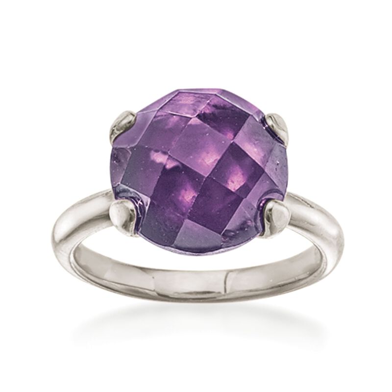 Italian 6.00 Carat Amethyst Ring in Sterling Silver  image number 0