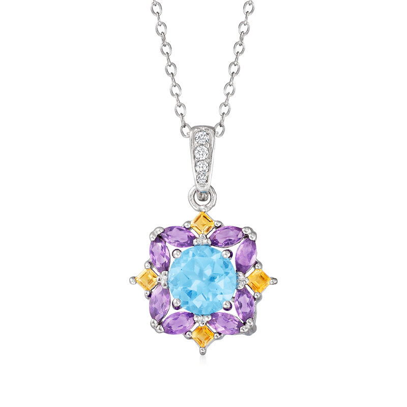 2.50 ct. t.w. Multi-Gemstone Pendant Necklace in Sterling Silver image number 0