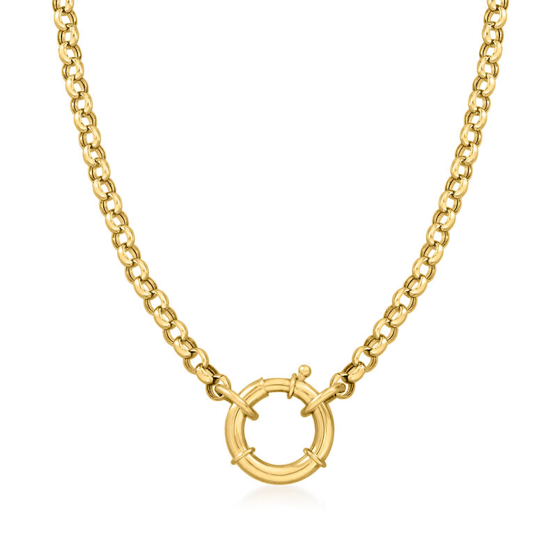 14kt Yellow Gold Rolo-Link Springring Necklace. 20&quot; image number 1
