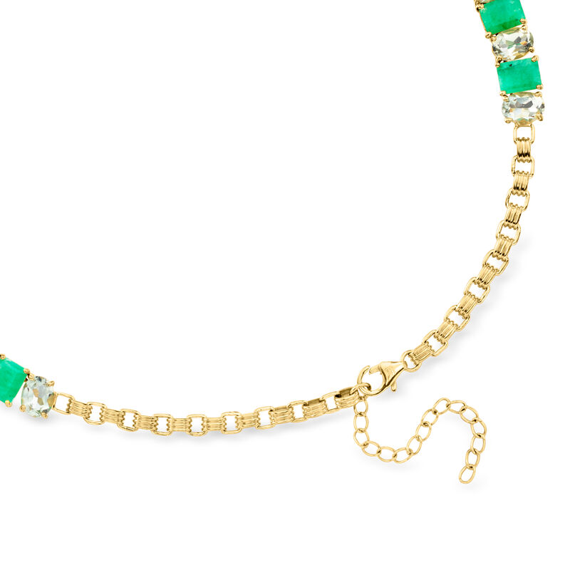 40.00 ct. t.w. Emerald and 30.00 ct. t.w. Prasiolite Necklace in 18kt Gold Over Sterling. 18&quot; image number 2