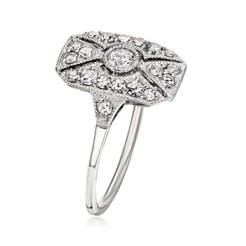 C. 1990 Vintage .50 ct. t.w. Diamond Filigree Ring in Platinum. Size 6 image number 2