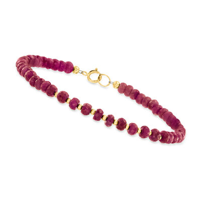 25.00 ct. t.w. Ruby Bead Bracelet in 10kt Yellow Gold