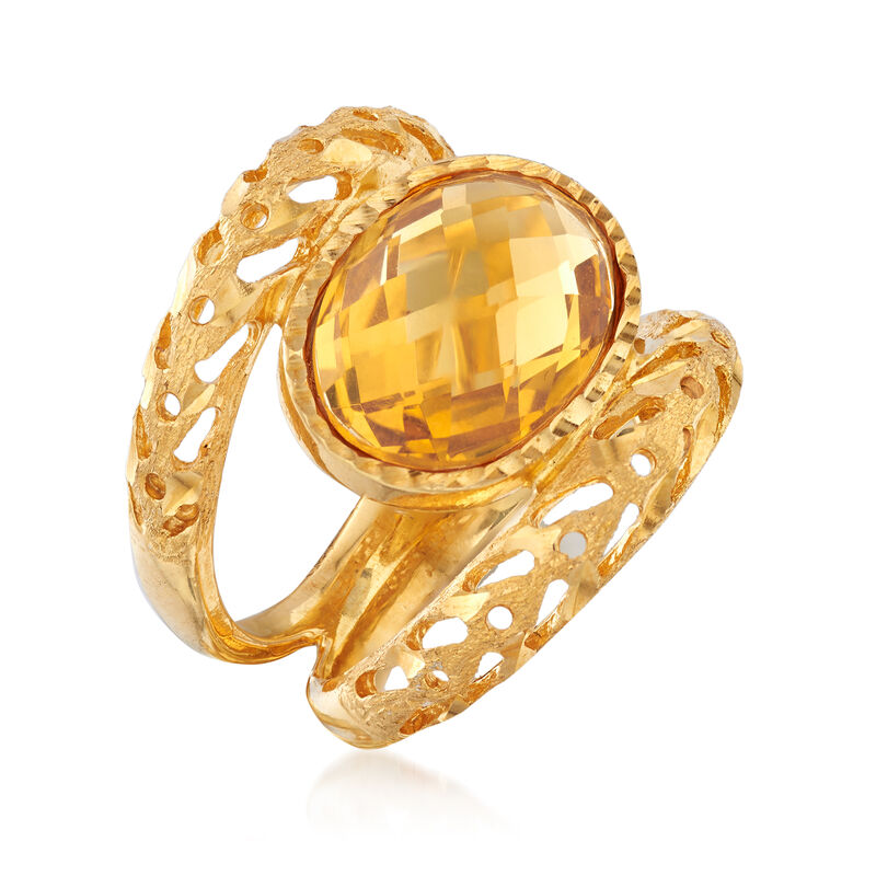 Italian 4.50 Carat Citrine Ring in 18kt Gold Over Sterling image number 2