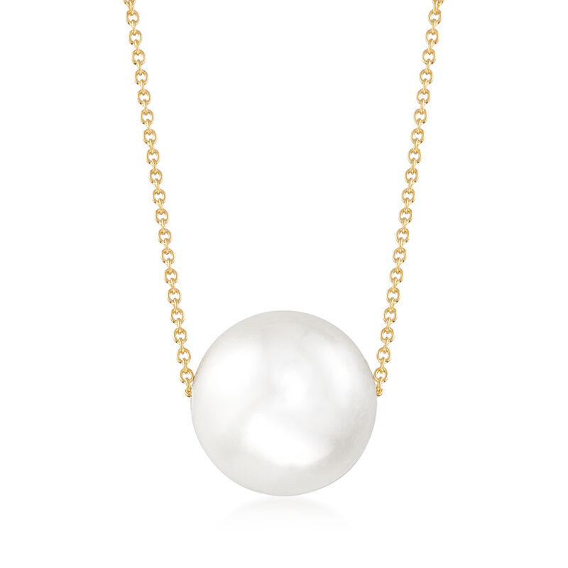 16mm Shell Pearl Solitaire Necklace in 18kt Gold Over Sterling image number 0