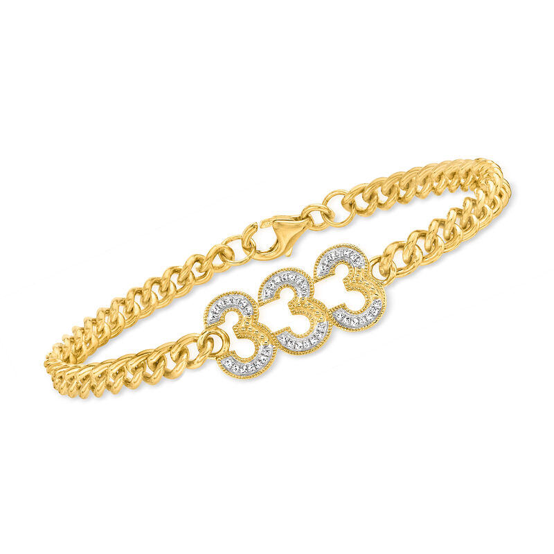 .10 ct. t.w. Diamond 333 Angel Number Bracelet in 18kt Gold Over Sterling image number 0