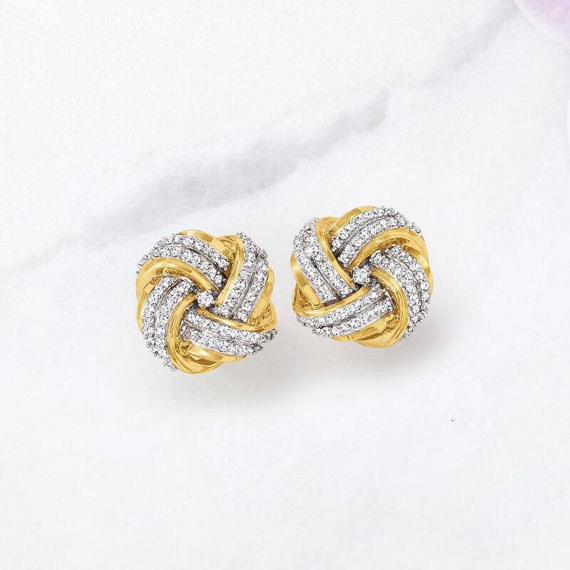 .50 ct. t.w. Diamond Love Knot Earrings in 14kt Yellow Gold image number 2