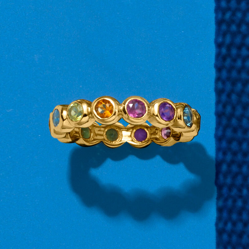 1.10 ct. t.w. Multi-Gemstone Eternity Band in 18kt Gold Over Sterling image number 4