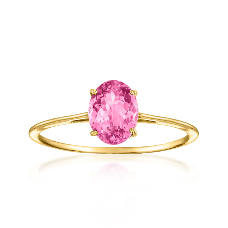 1.20 Carat Oval Pink Tourmaline Ring in 14kt Yellow Gold image number 0