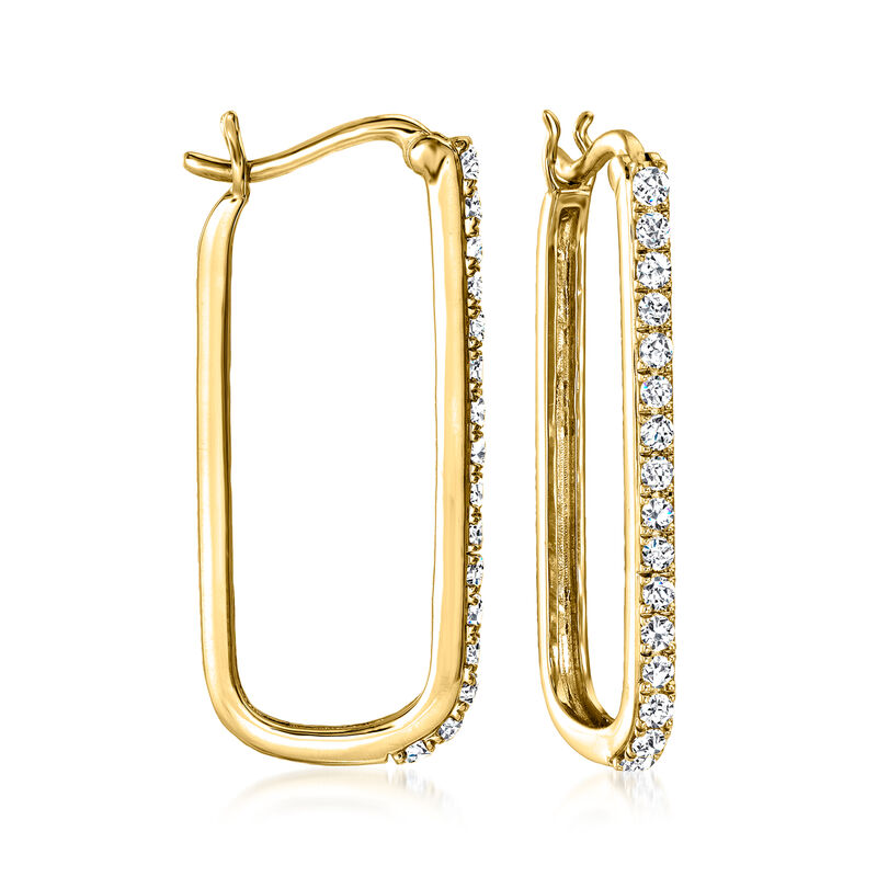 .50 ct. t.w. Diamond Paper Clip Link Hoop Earrings in 18kt Gold Over Sterling. 1&quot; image number 0