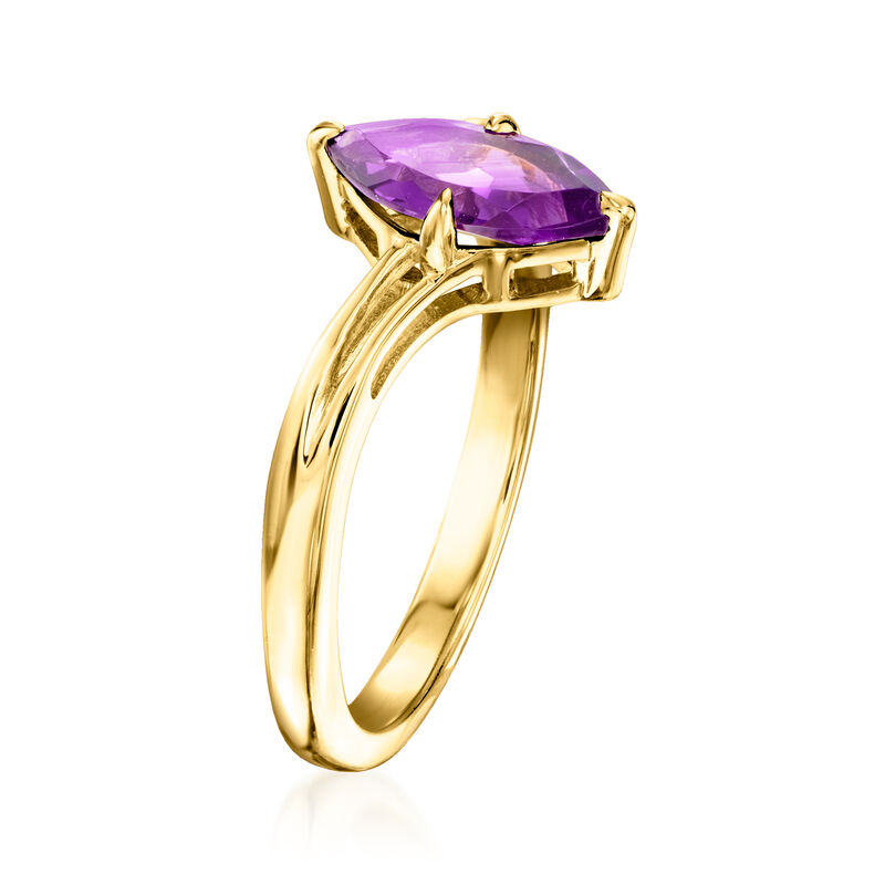 .80 Carat Marquise Amethyst Curved Ring in 18kt Gold Over Sterling image number 2