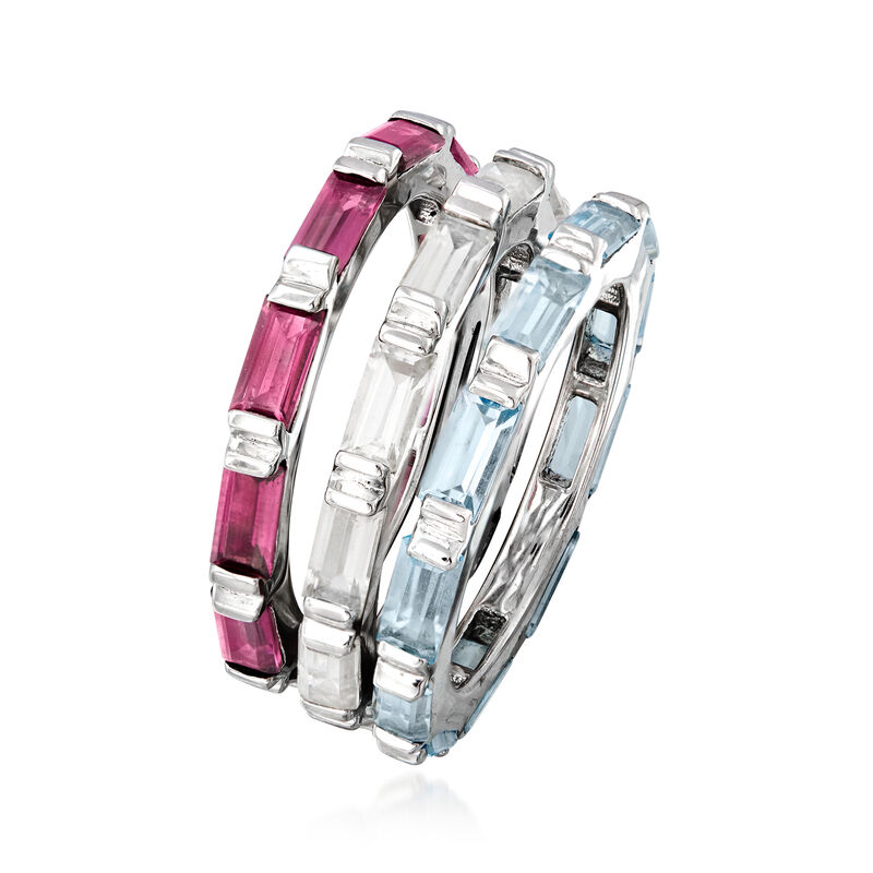 7.50 ct. t.w. Multi-Gemstone Jewelry Set: Three Rings in Sterling Silver image number 2