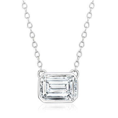 2.00 Carat Emerald-Cut Lab-Grown Diamond Necklace in 14kt White Gold