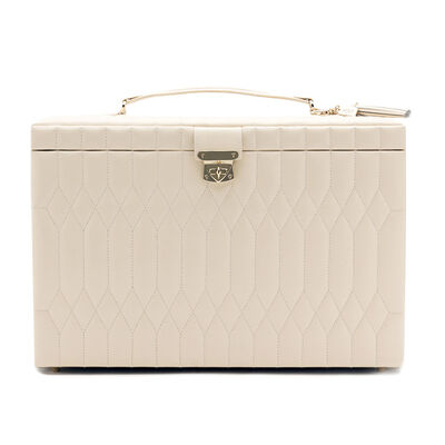 WOLF "Caroline" Ivory Leather Extra-Large Jewelry Box