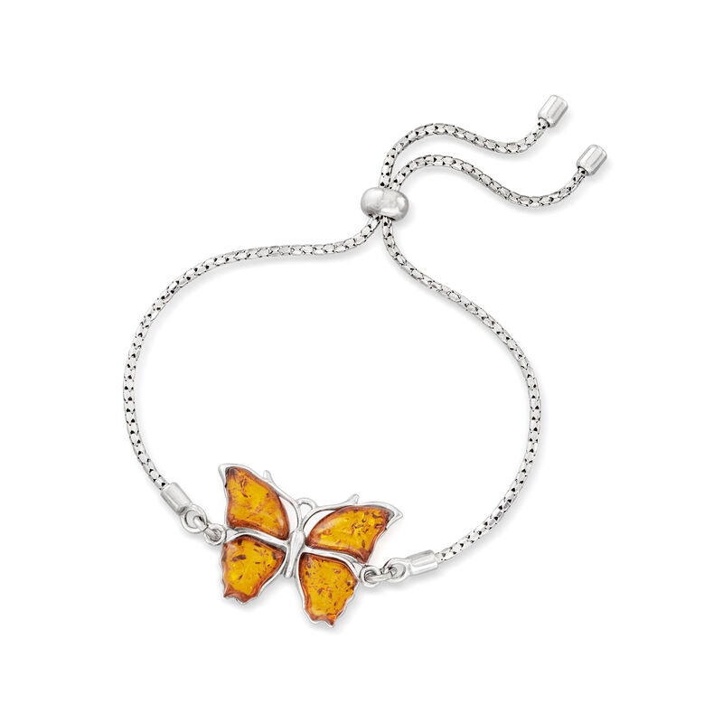 Amber Butterfly Bolo Bracelet in Sterling Silver image number 2