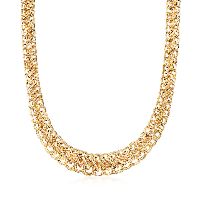 18kt Yellow Gold Over Sterling Silver Graduated Oval-Link Necklace image number 0