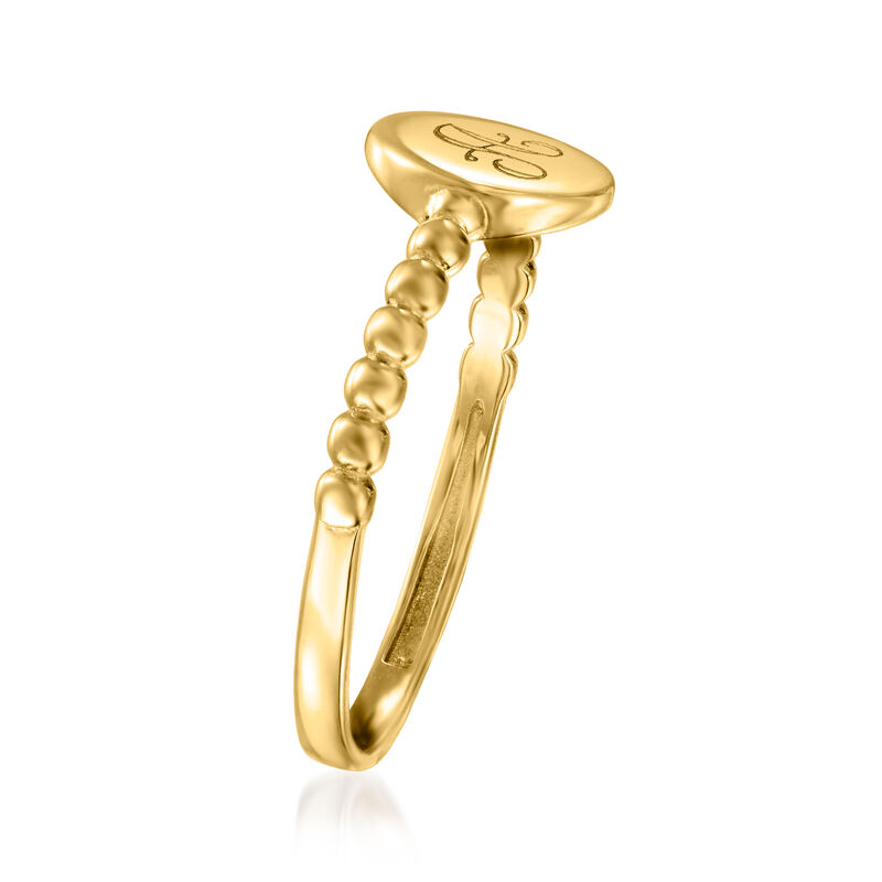 14kt Yellow Gold Personalized Circle Beaded Ring image number 2
