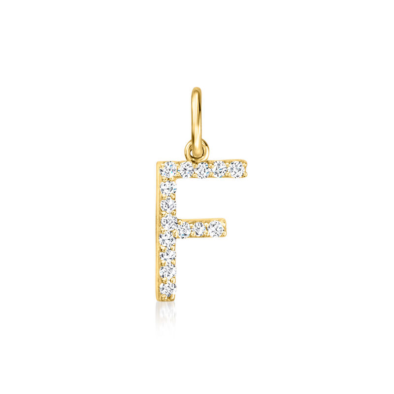 F - Diamond Initial Charm in 14kt Yellow Gold image number 0