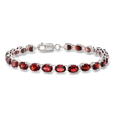 18.00 ct. t.w. Oval Garnet Bracelet in Sterling Silver