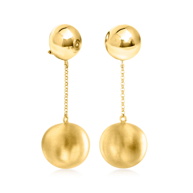 Italian 18kt Gold Over Sterling Double-Ball Drop Earrings  image number 2