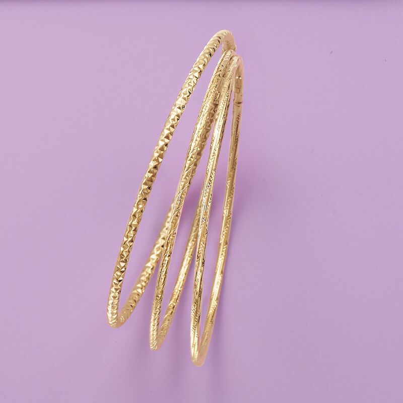 Italian 14kt Yellow Gold Twisted Bangle Bracelet image number 3
