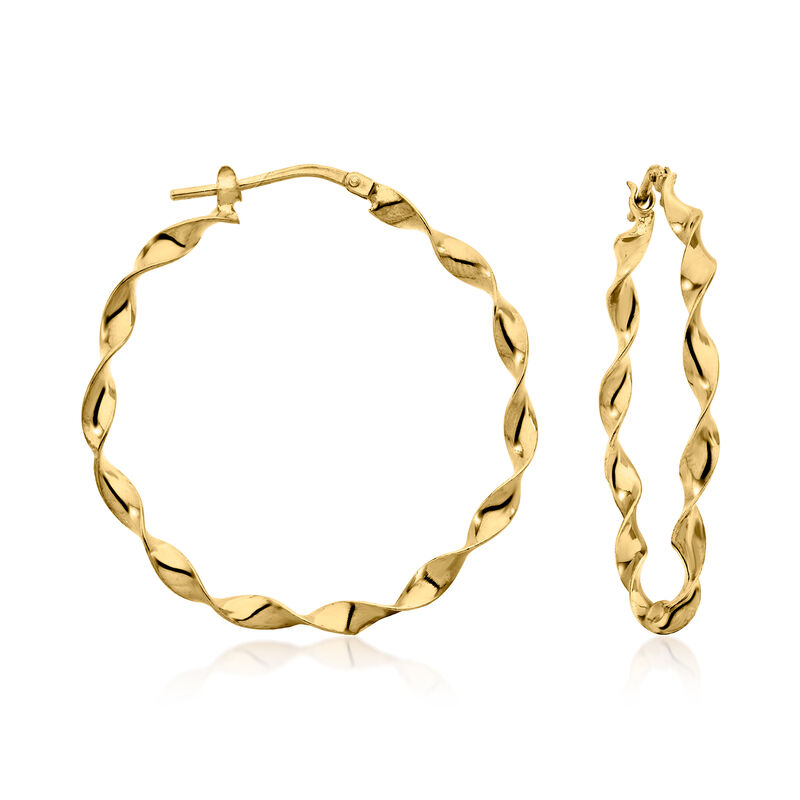 Italian 18kt Gold Over Sterling Twisted Hoop Earrings. 1 1/2&quot; image number 0